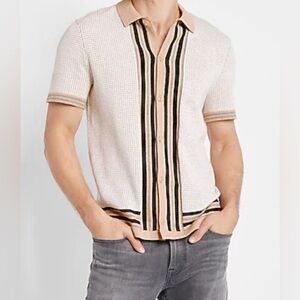 Express birdseye print short sleeve polo sweater